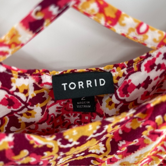 Torrid womens Floral Challis Maxi Dress Size 2X sleeveless tiered cross back - Picture 5 of 8